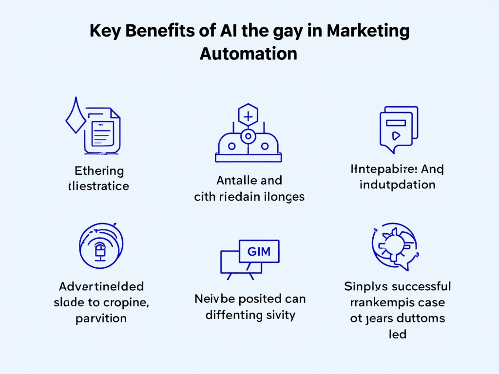 A dynamic visual summarizing the key benefits of AI in marketing automation, including ethical considerations, integration ease, and the impact of ...