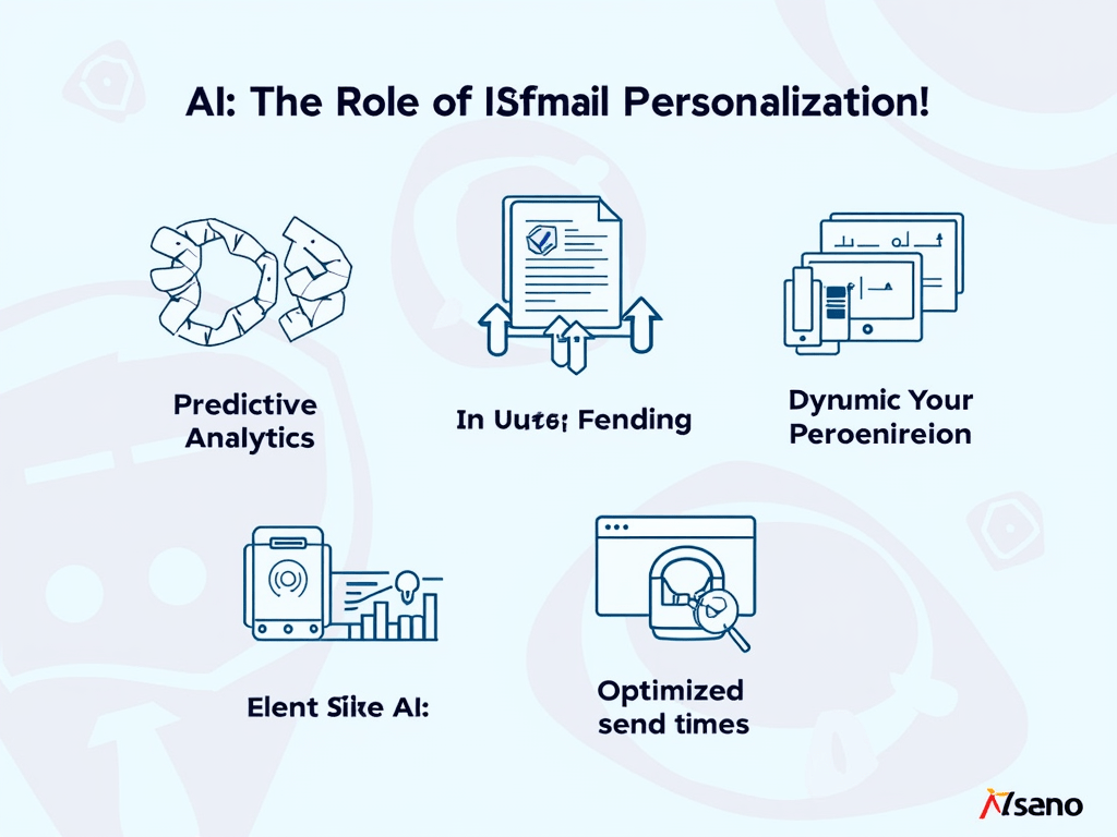 A detailed infographic highlighting the role of AI in email personalization, including predictive analytics, dynamic content generation, and optimi...
