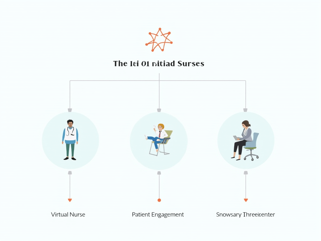 An infographic showing how AI chatbots act as virtual nurses, enhancing patient engagement and accessibility.