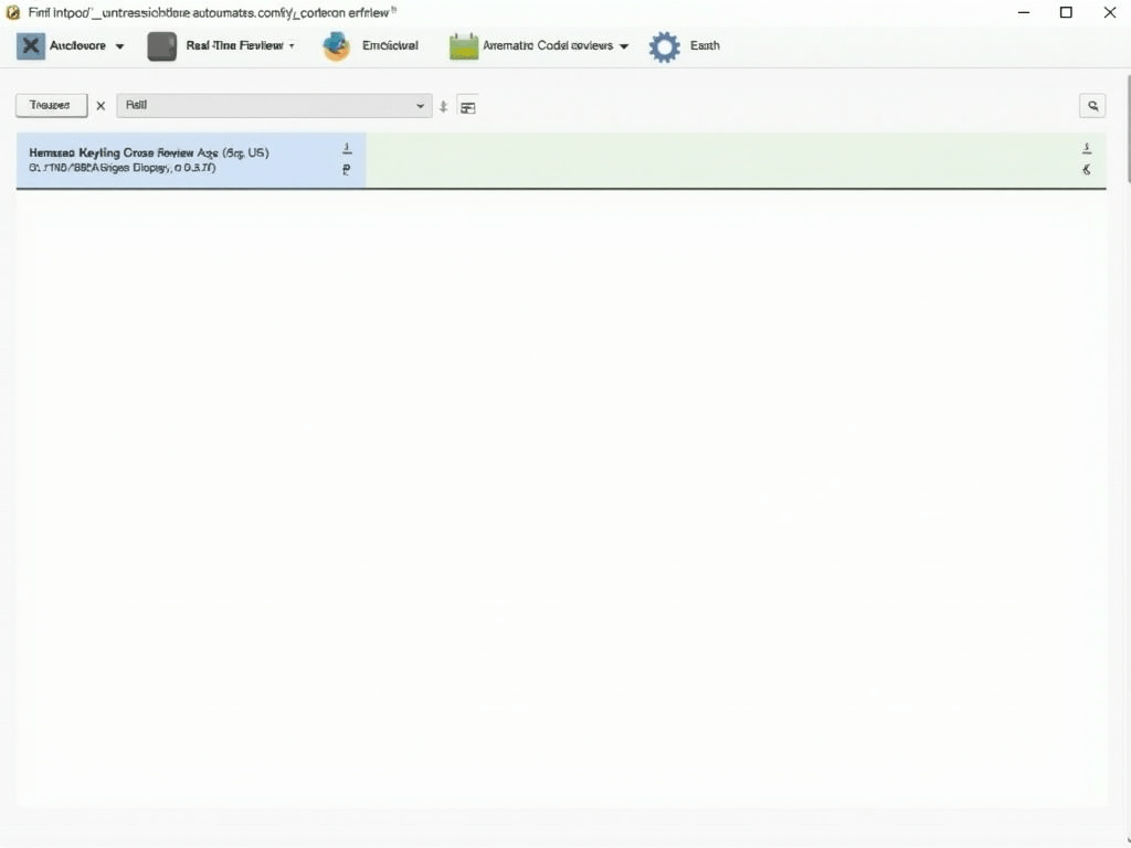 A screenshot showcasing the interface of an automated code review tool, highlighting features like real-time feedback and integration options. Styl...