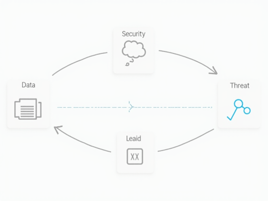 A clear diagram illustrating how machine learning algorithms process data to identify security threats, preferably with a flow from data input to t...