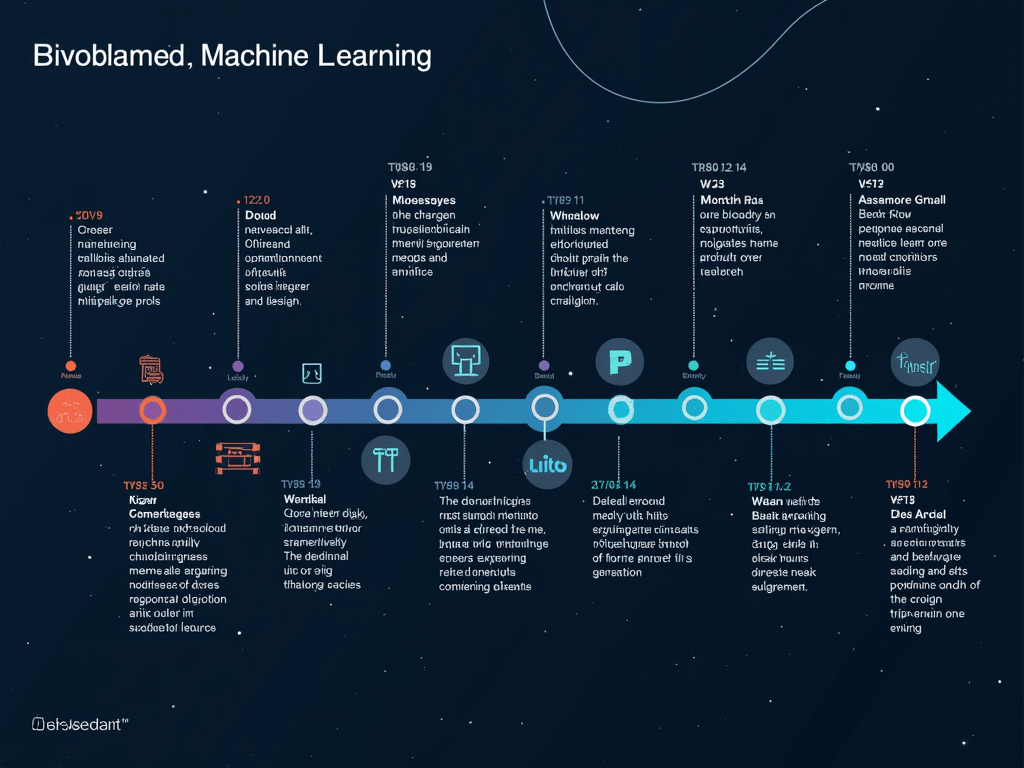 A timeline graphic illustrating the key milestones in the history of machine learning and deep learning, from the inception of neural networks to r...