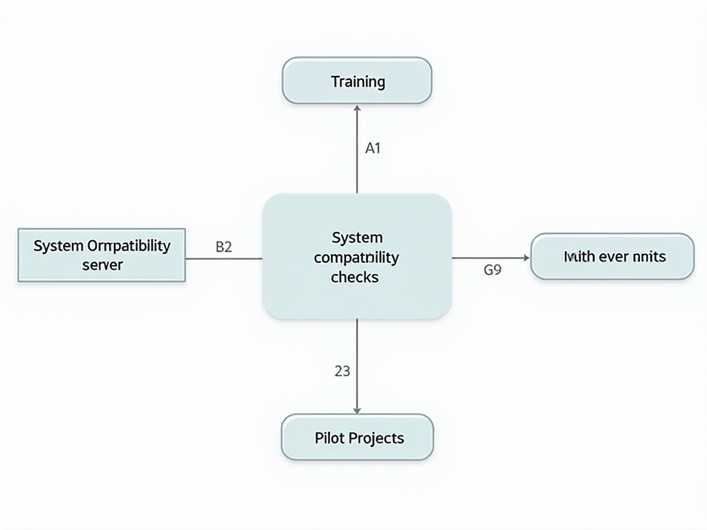 A flowchart illustrating a step-by-step approach to overcoming common AI integration challenges, including training, system compatibility checks, a...