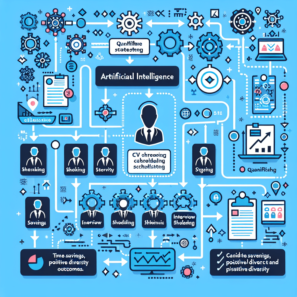 An elaborate flowchart representing a case study on the impact of artificial intelligence on the hiring process within a technology firm.