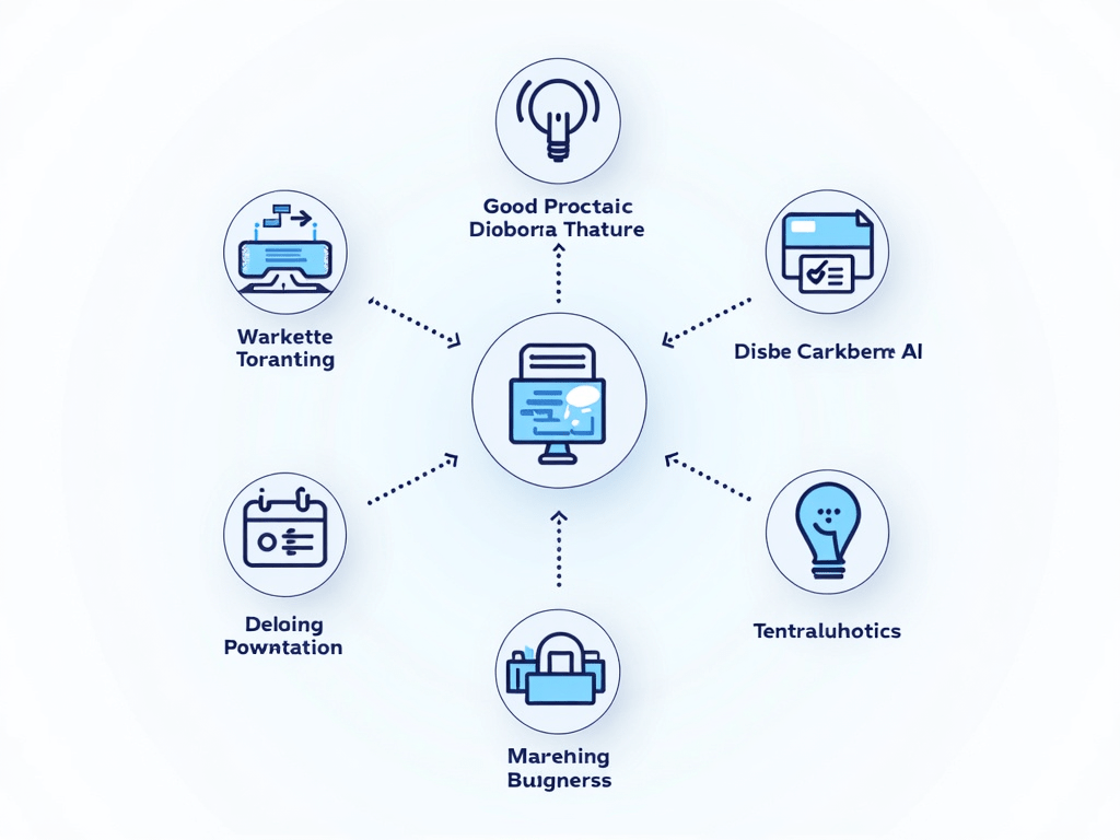 An infographic showing various AI marketing tools and how they integrate with different marketing strategies.