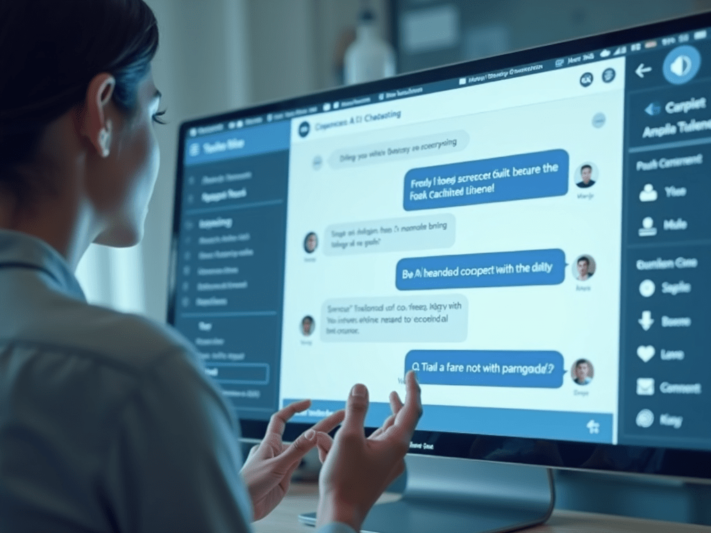 An image showing a customer interacting with an AI chatbot on a banking website, displaying a friendly and efficient service.