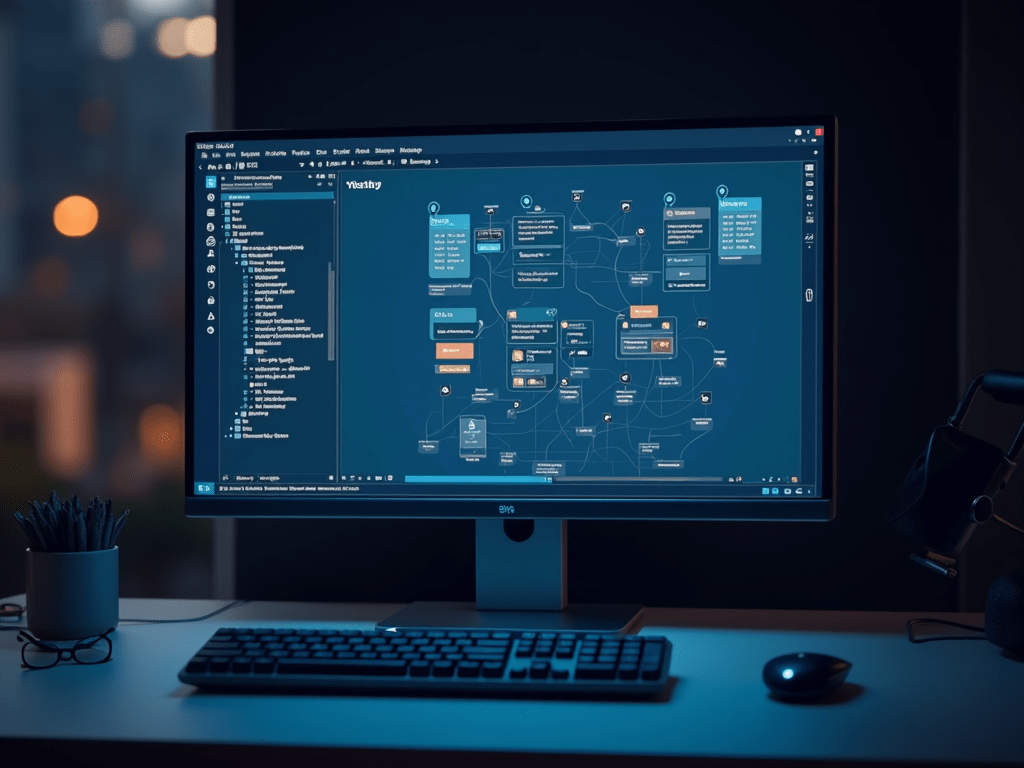 Image of a computer screen displaying content creation software with AI features