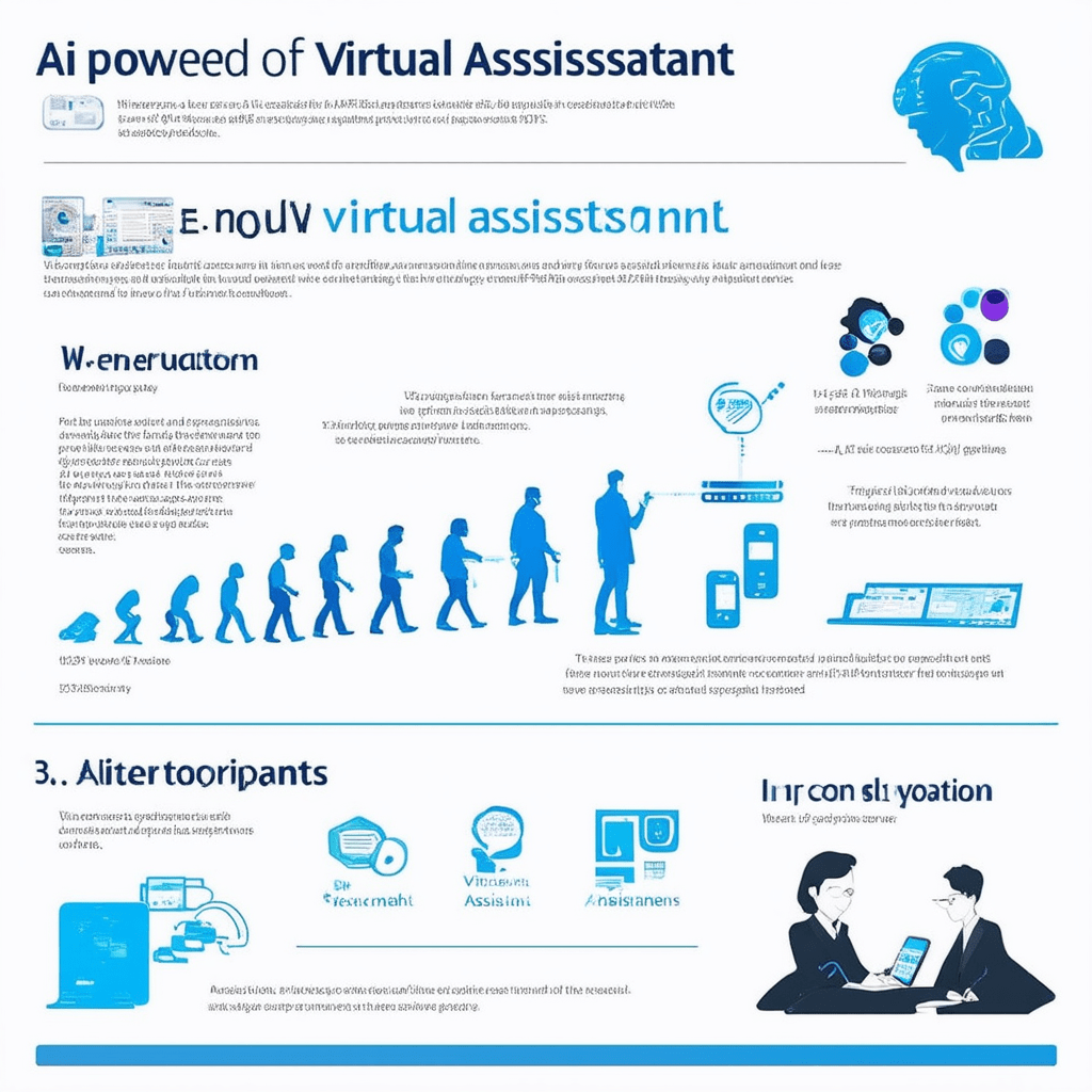 Create an infographic that outlines the evolution of AI-powered virtual assistants, highlighting key technological advan - AI-Powered Virtual Assistants: How They Work