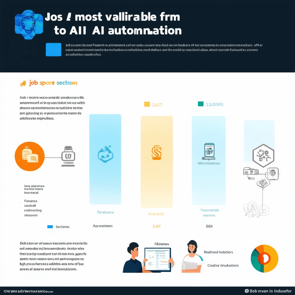 Create an infographic showing the spectrum of job roles from most to least vulnerable to AI automation, highlighting sec - AI and the Future of Work: What Jobs Are Safe?