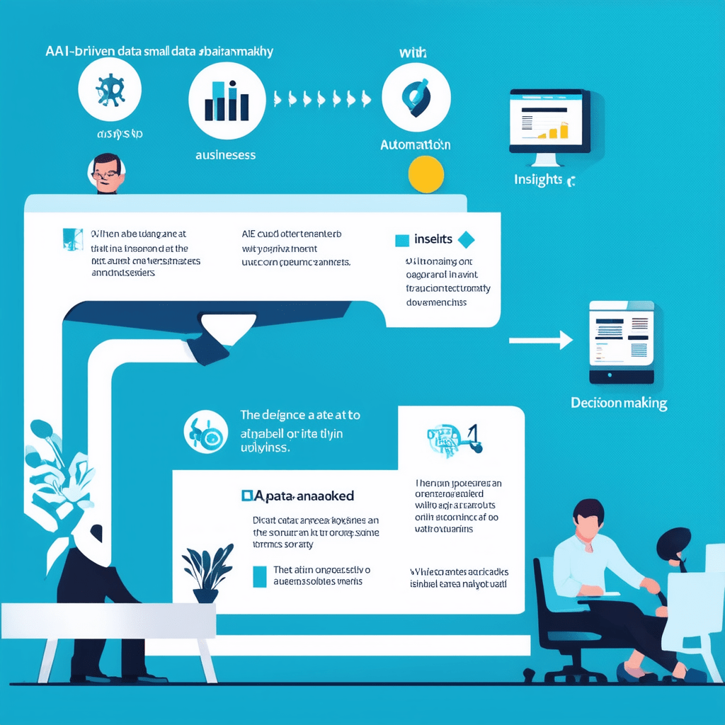 Create an infographic that illustrates the process of AI-driven data analysis and its benefits for small businesses.