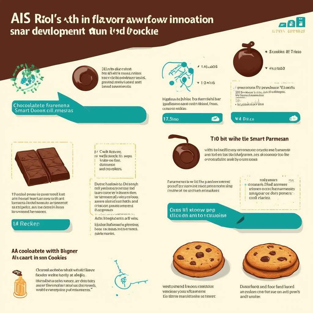 Create an infographic showcasing AI's role in flavor innovation, recipe development, and smart food pairing, featuring e - AI in Culinary Arts: Revolutionizing Cooking and Flavour Innovation