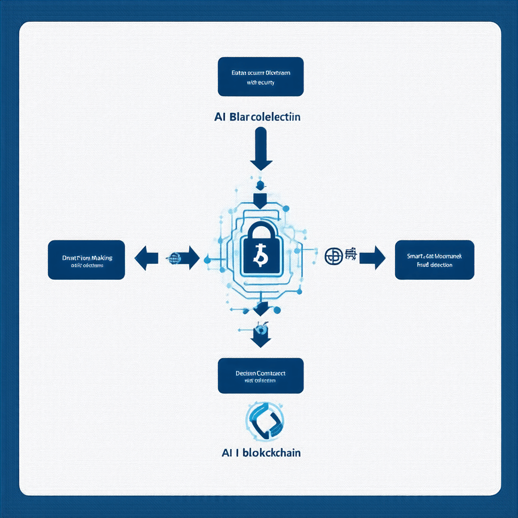 Design a detailed diagram that outlines the process of integrating AI with blockchain technology, showcasing the flow fr - Blockchain and AI: The Power Duo Transforming Security and Finance