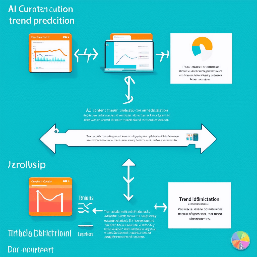 Create an infographic showing the process of AI content curation and trend prediction, including data analysis, trend id - How AI Is Transforming Content Creation