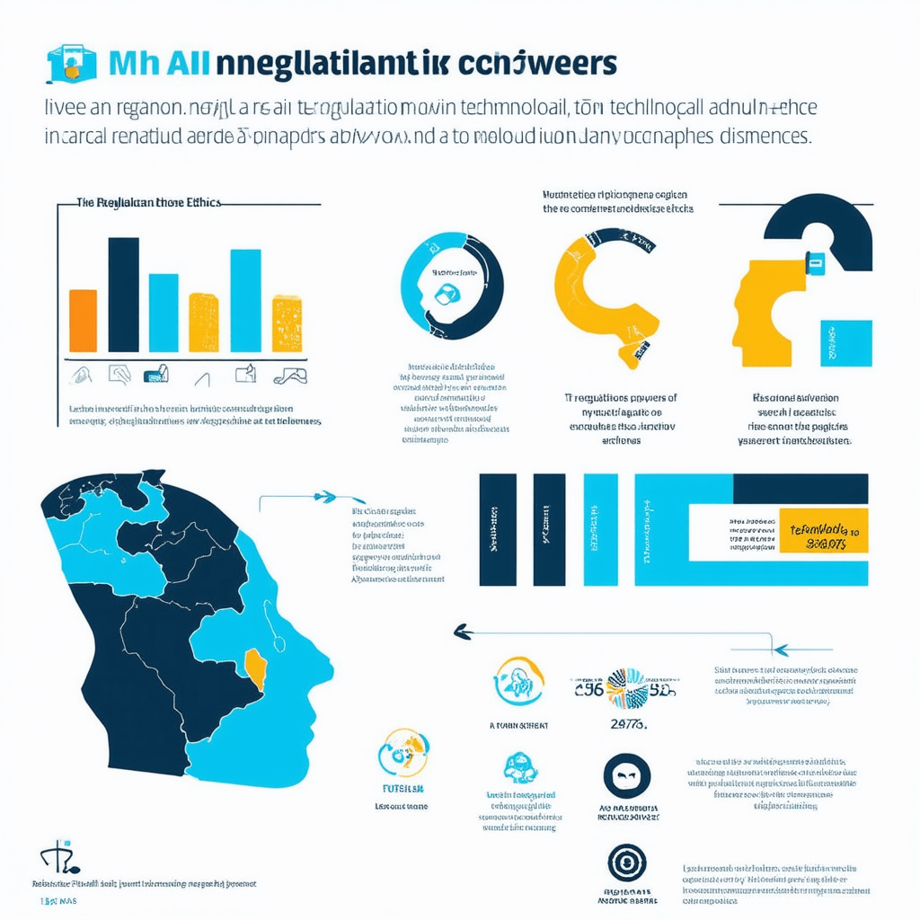 Create an infographic that illustrates the main challenges of AI regulation, including technological advances, ethical c - The Challenges of AI Regulation