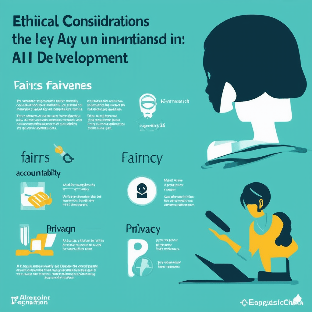 Create an infographic that illustrates the key ethical considerations in AI development, including fairness, privacy, ac - The Ethics of Artificial Intelligence
