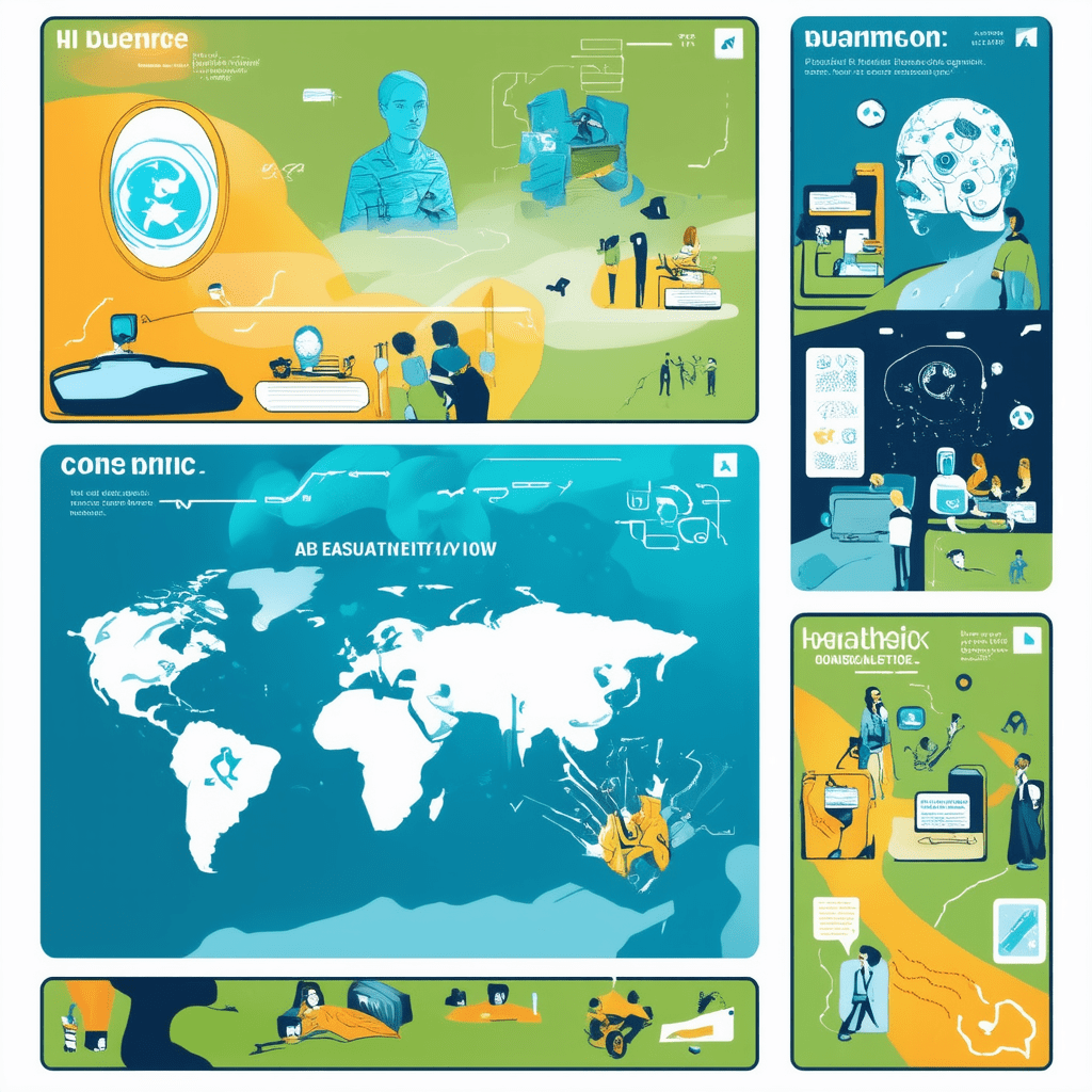 Design an image depicting future scenarios where AI ethics will play a critical role, such as in healthcare, environment - The Ethics of Artificial Intelligence