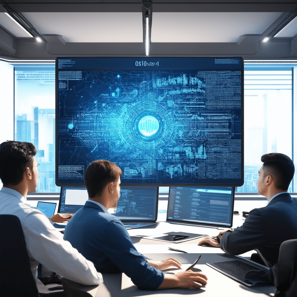 A high-quality, photorealistic image showing a diverse group of people, working collaboratively at a large digital scree - The Ultimate Guide to Machine Learning and Data Science