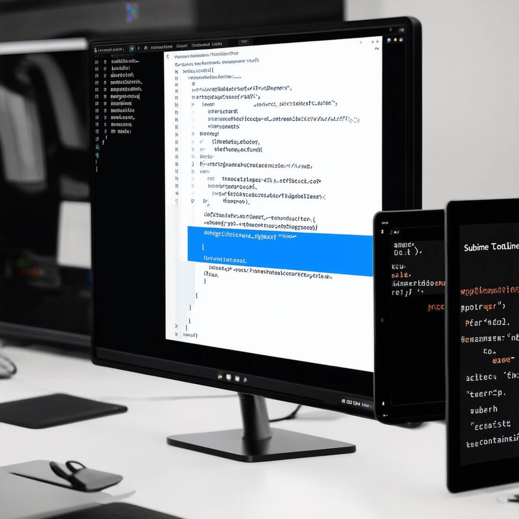 A detailed image of various essential development tools in action. The scene shows a computer screen with Visual Studio - The Ultimate Guide to Programming and Development Tools