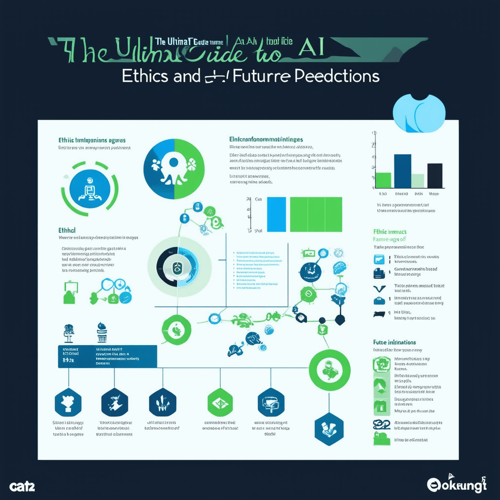 Create a visually appealing and professional infographic titled 'The Ultimate Guide to AI Ethics and Future Predictions. - The Ultimate Guide to AI Ethics and Future Predictions