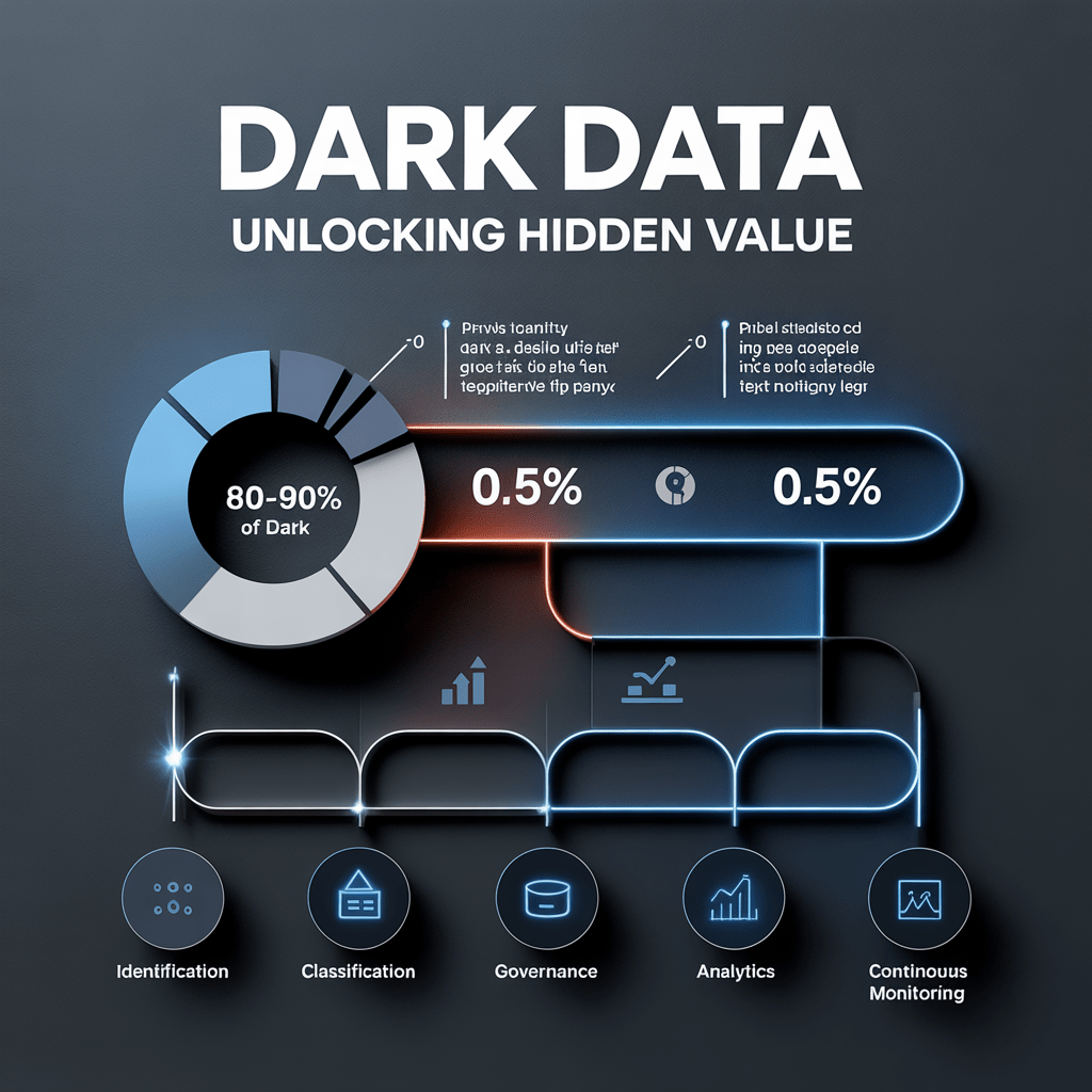 Create an engaging and informative infographic showcasing data on 'Dark Data'. Visualize the statistics section with pie - Unveiling the Mysteries of Dark Data: Opportunities and Challenges