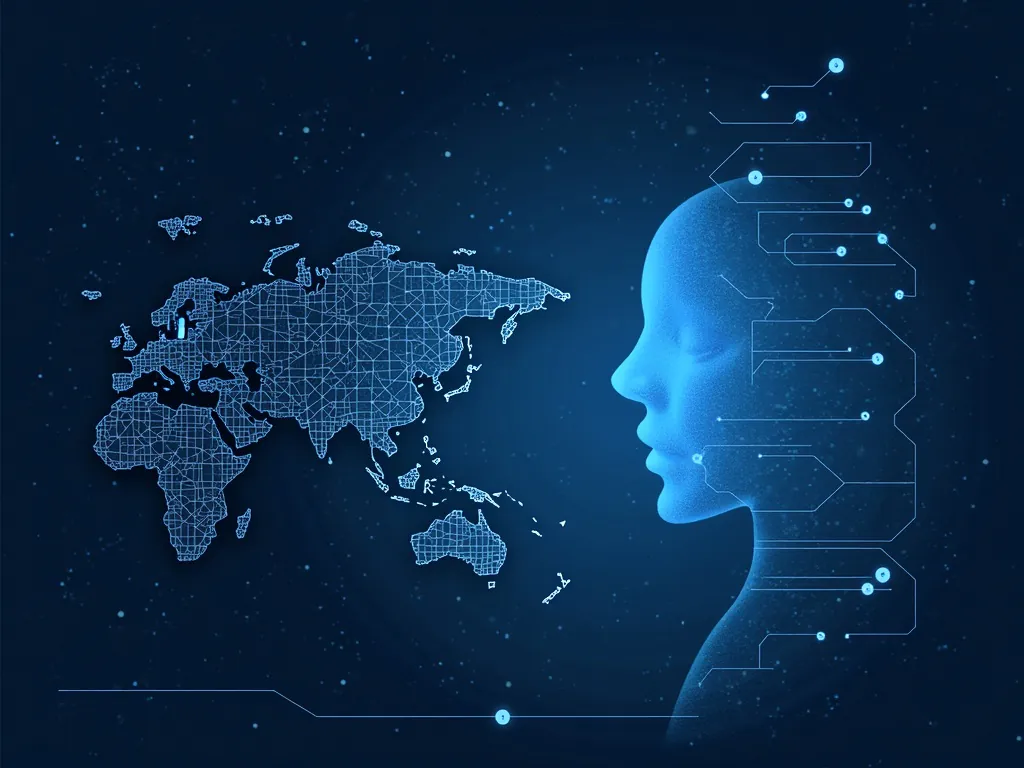 Please create an engaging visual that illustrates the future outlook of AI in cybersecurity, showing both the positive advancements and the challenges