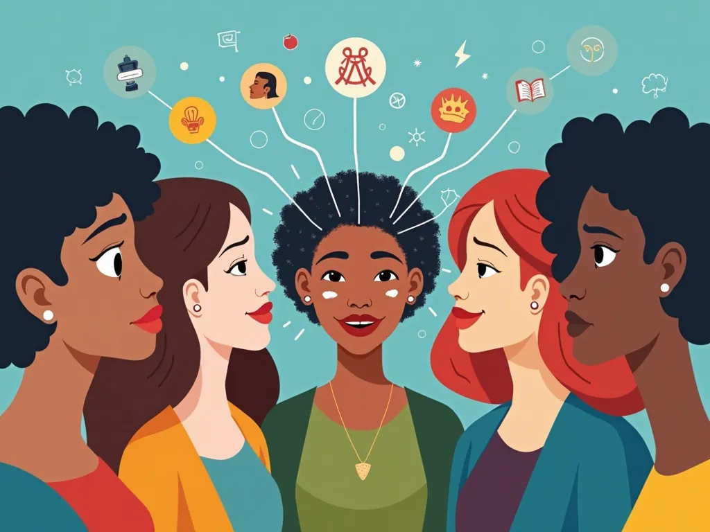 Design an image showing a diverse group of people with an AI interface displaying various cultural symbols, illustrating cultural sensitivity training