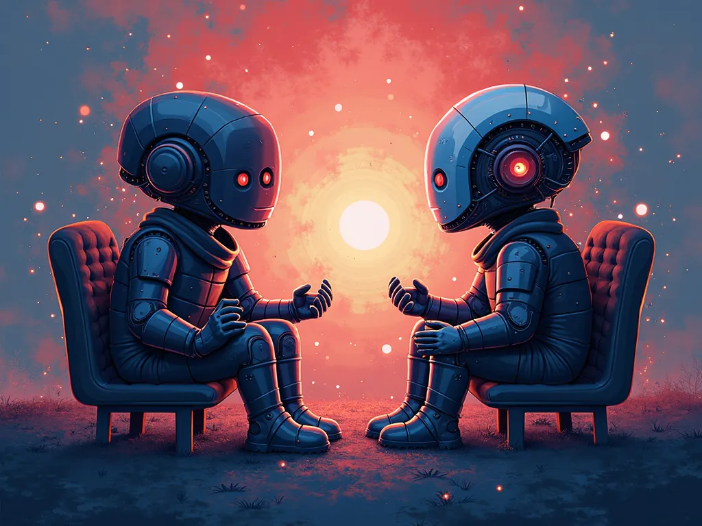 Create an image that illustrates a discussion between artists and AI developers, focusing on ethical considerations.