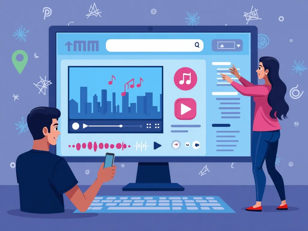 Illustrate an AI system suggesting personalized music choices to a user on a digital interface, highlighting the customization aspect.