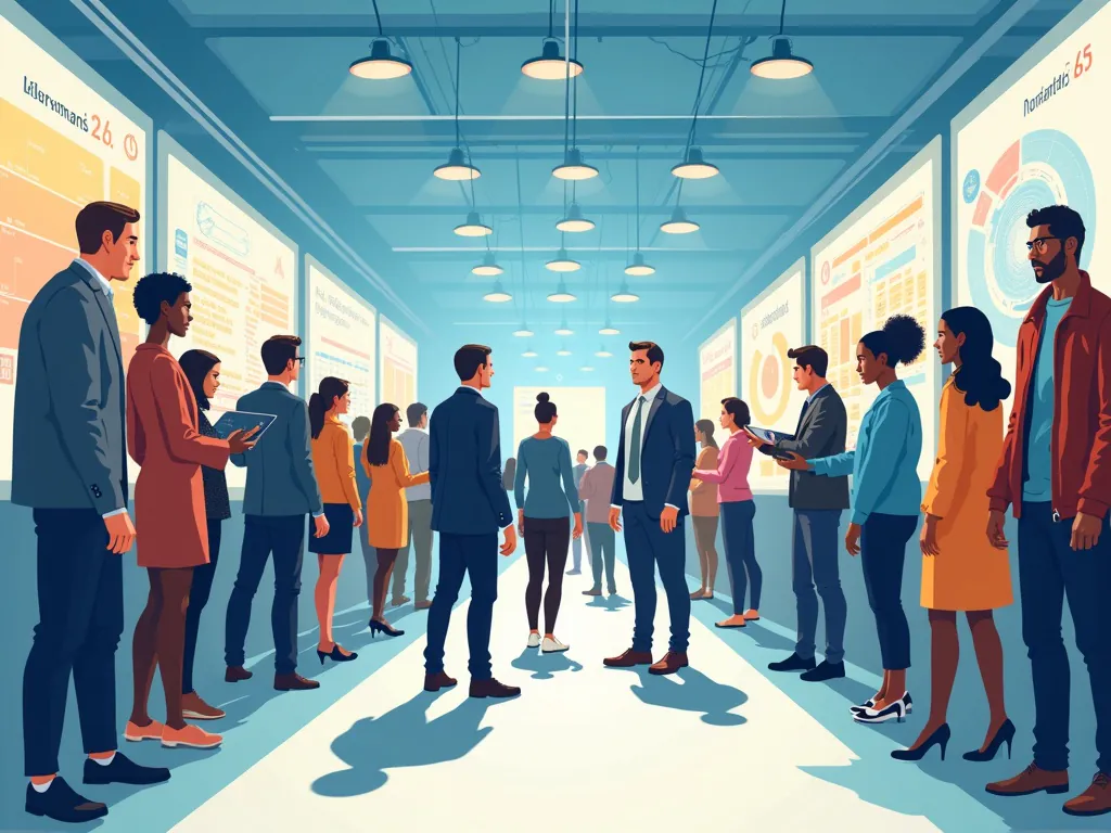 Illustrate a scene in a tech fair where various demographic groups are trying out BCI devices, highlighting the diversity of users and the need for ac